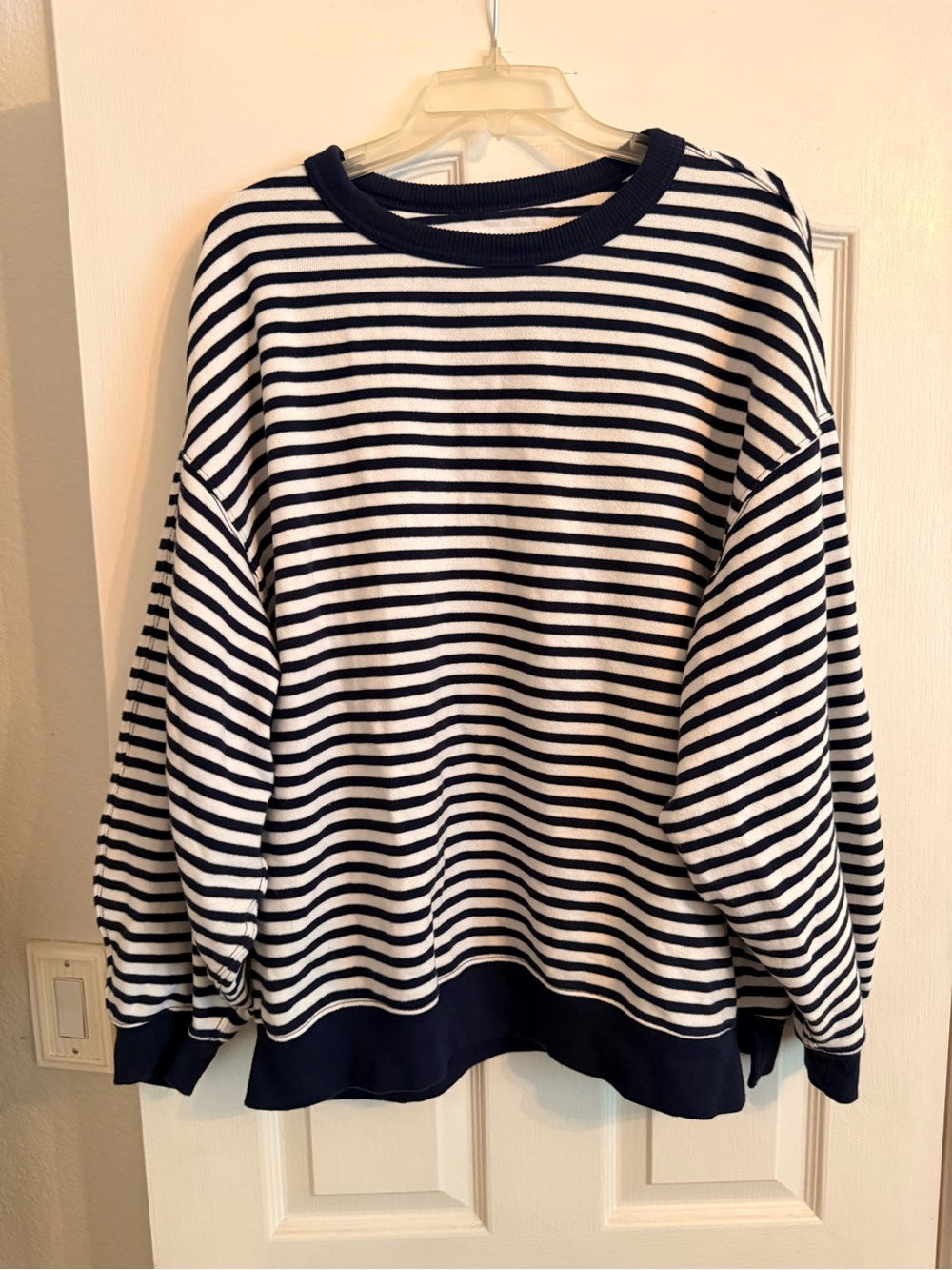 aerie Navy and White Striped sweatshirt